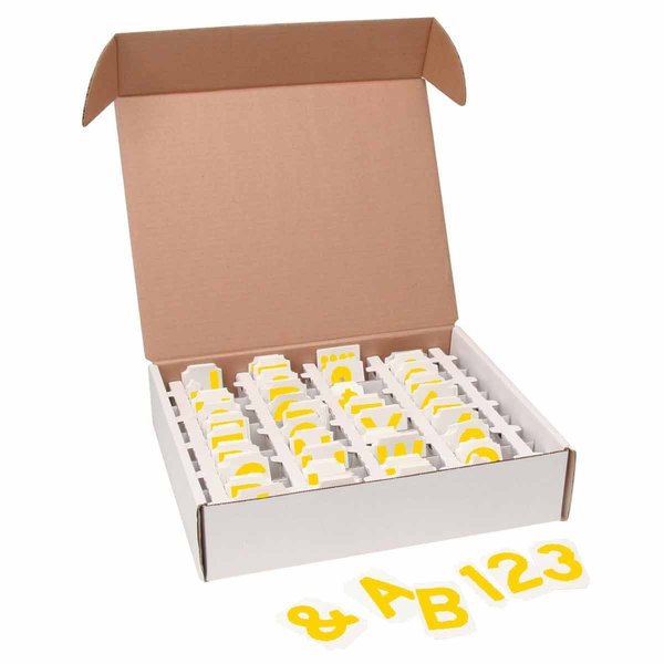 Brady Quik-Align Assorted Numbers, Letters & Punctuation 2 in Polyester Lbls Yellow 550 Pieces 174845